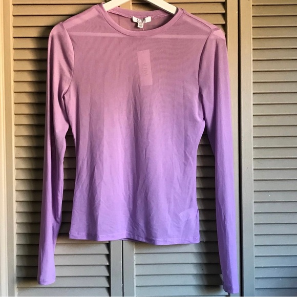 Afrm los angeles sunny purple lavender mesh sheer long sleeve top - Picture 3 of 7